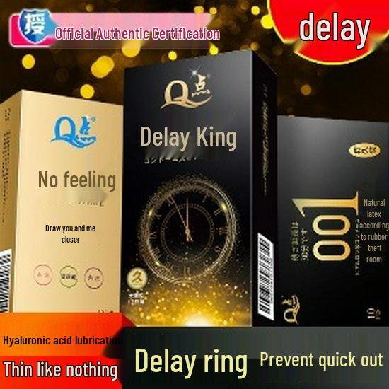 Q-point Hyaluronic Acid 001 Large Particle Delay Condoms - Long-lasting Contraceptives for Adults