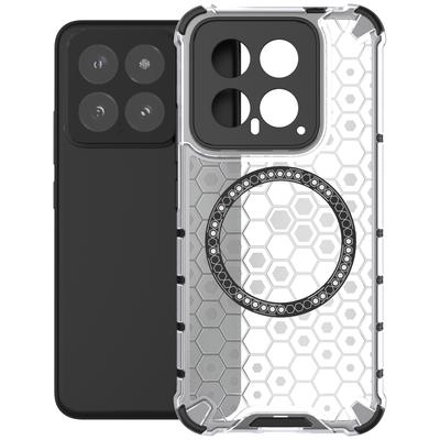 For Xiaomi 14 Case Compatible with MagSafe Translucent Honeycomb TPU+PC Phone Cover