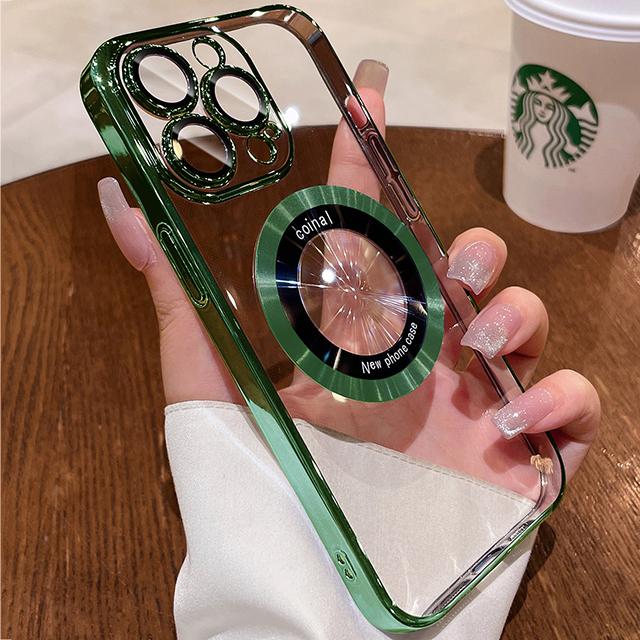 Luxury Plating For Magsafe Magnetic Case For Apple iPhone 15 14 Plus 13 12 11 Pro Max Wireless Charge Transparent Phone Cover