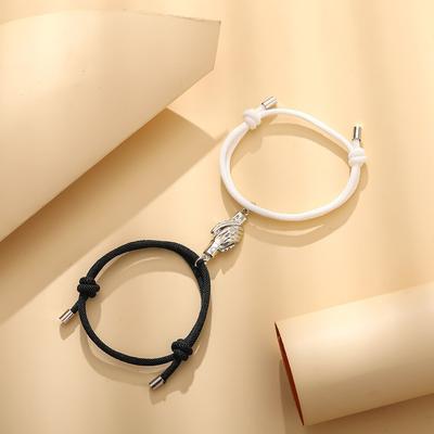 Neues Händchenhalten Händeschütteln Magnetverschluss Armband Kreativ Gewebt Freundschaft Freunde Handseil Anhänger Armbänder Schmuck