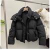 Womens Short Puffer Coat Winter Warm Hooded Cotton Jacket Solid Color Loose Fit Commute Style