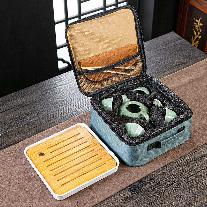 Travel tea set One pot four cups business gift tea set New Kung Fu tea set Portable