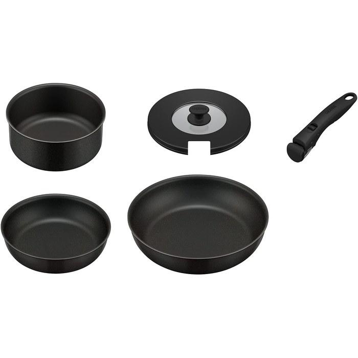 Thermos Durable Series Detachable Fry Pan 5-Piece Set AB IH Compatible Black KSA-5B BK