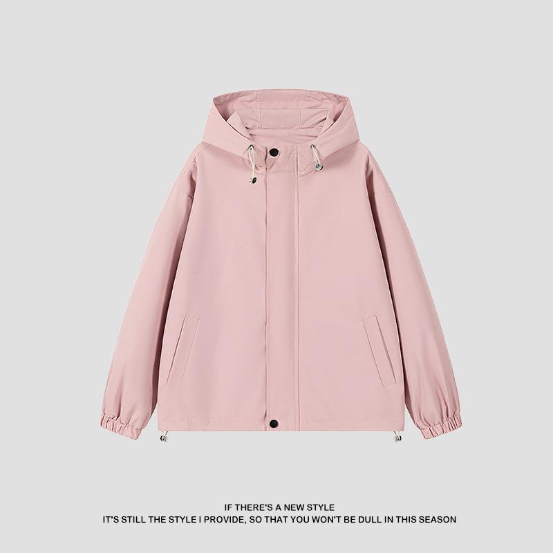 Spring and Autumn Hooded Jacket Men's Korean Style Casual Hong Kong Style Loose Couple Trench Coat Waterproof Jacket