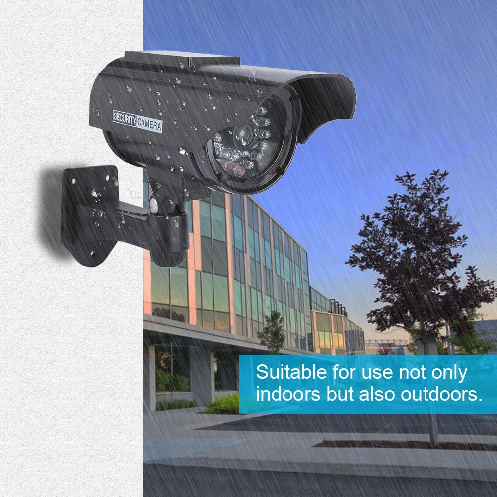Solar Powered Fake Camera Outdoor CCTV Surveillance Security Camera LED Record(silver)