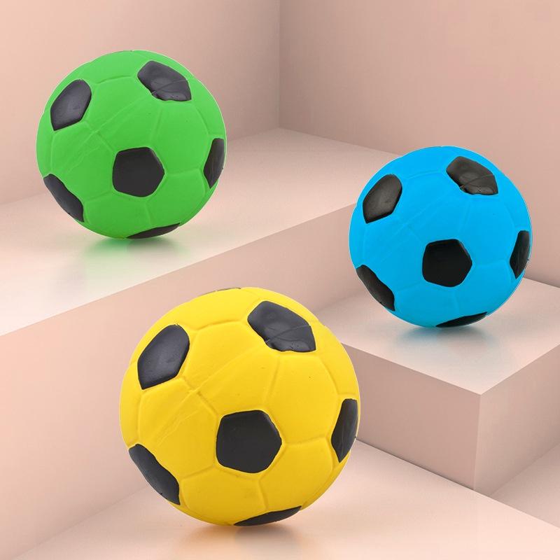 Latex Sound Football Toy 7cm Soft And Bite Resistant Pet Toy Ball Yellow Blue Green