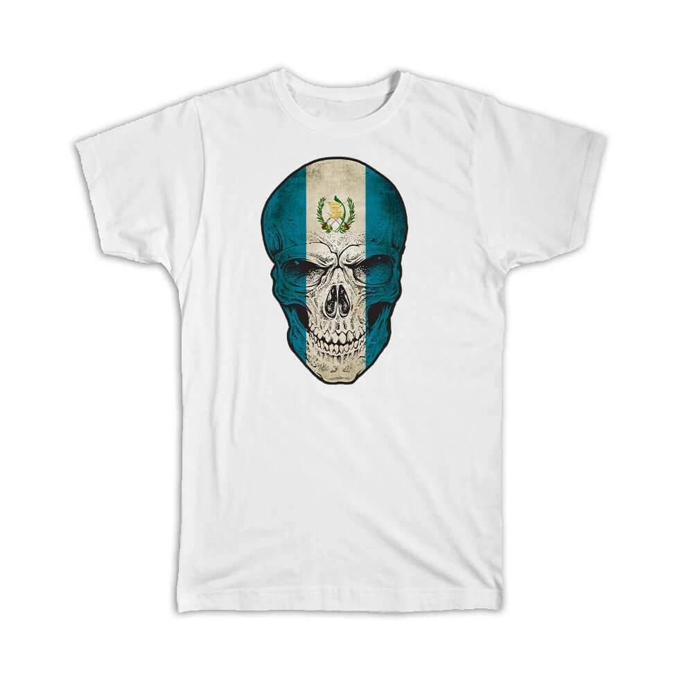 Gift T-Shirt : Guatemala Flag Skull Guatemalan National Colors XL