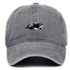 A Whale Embroidery Pattern Allmatching Novelty Washed Baseball Cap for Men and Women adjustableAppropriate for Any Season