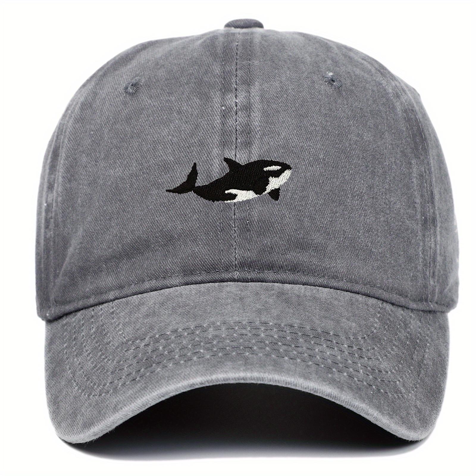 

A whale embroidery pattern allmatching novelty washed baseball cap for men and women adjustableAppropriate for Any Season One Size