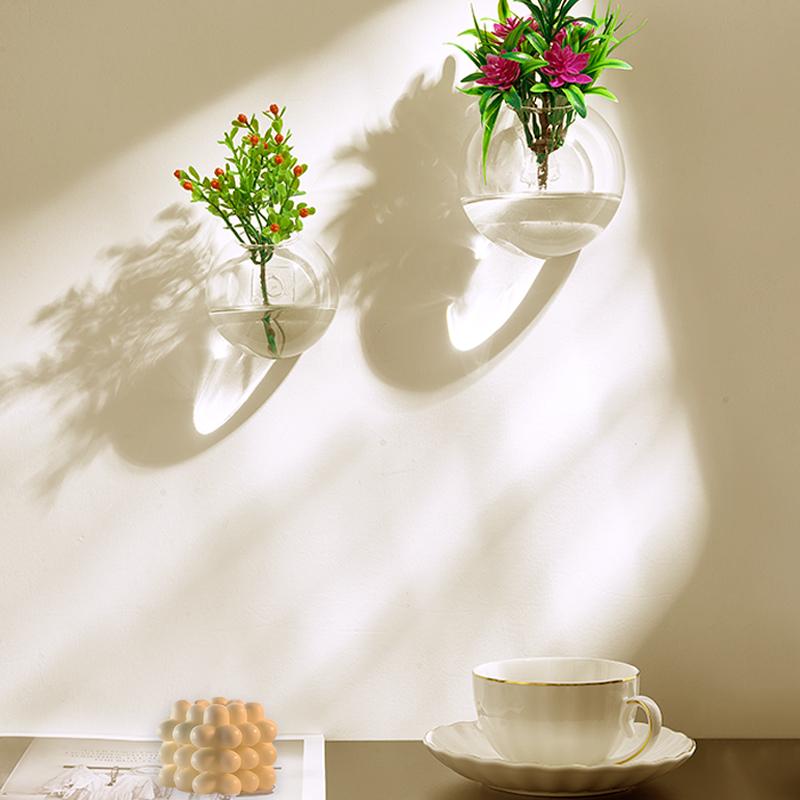 Semi-Circular Hydroponics Wall Decoration Glass Vase Wall Hanging Office