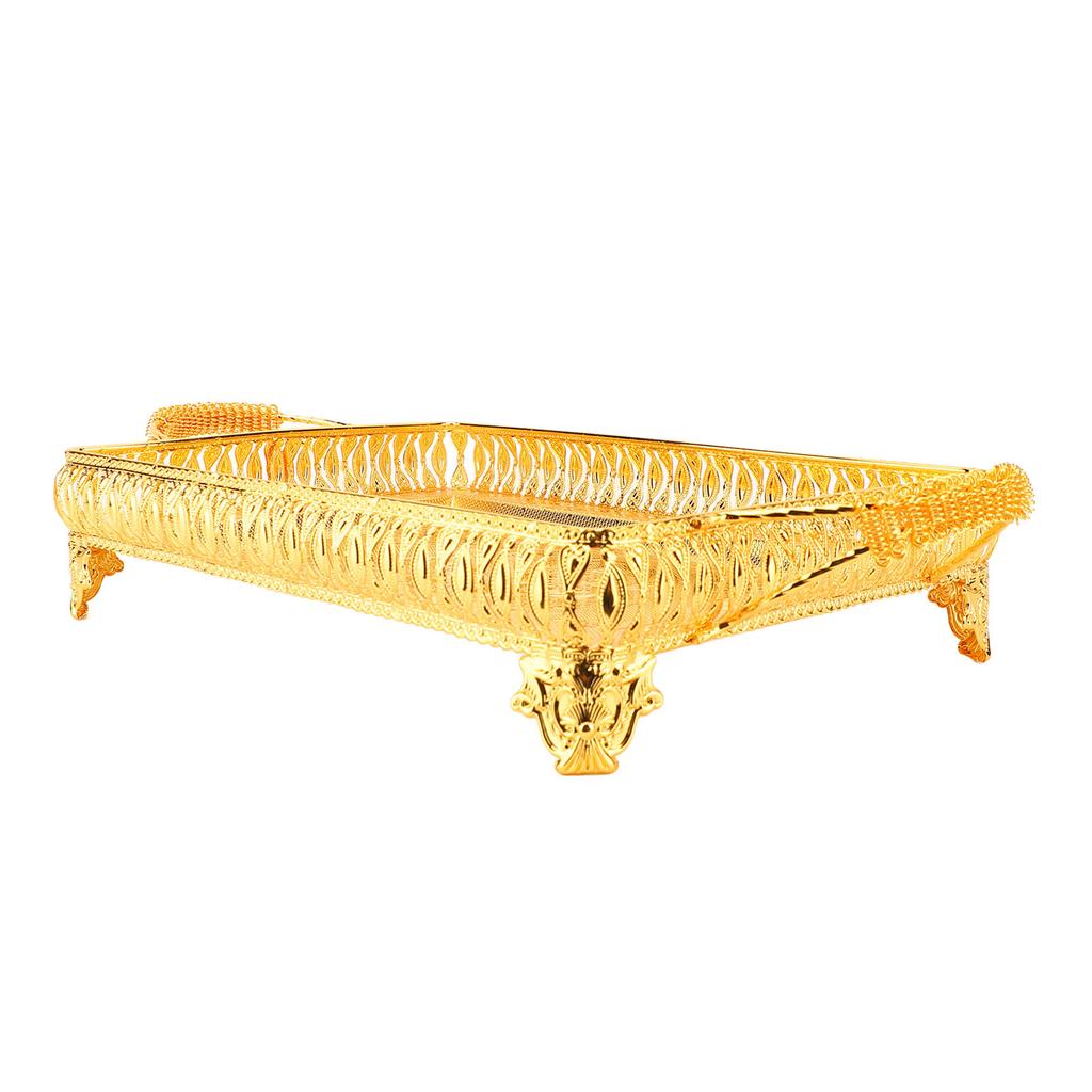 Metal Serving Tray for Food Snack Fruit European Style Rectangle Party Decorative Platter Gold