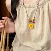 Yamano Flower Letter~ Dopamine Epoxy Gesang Flower Necklace Women's New Chinese Retro Long Pendant Accessories