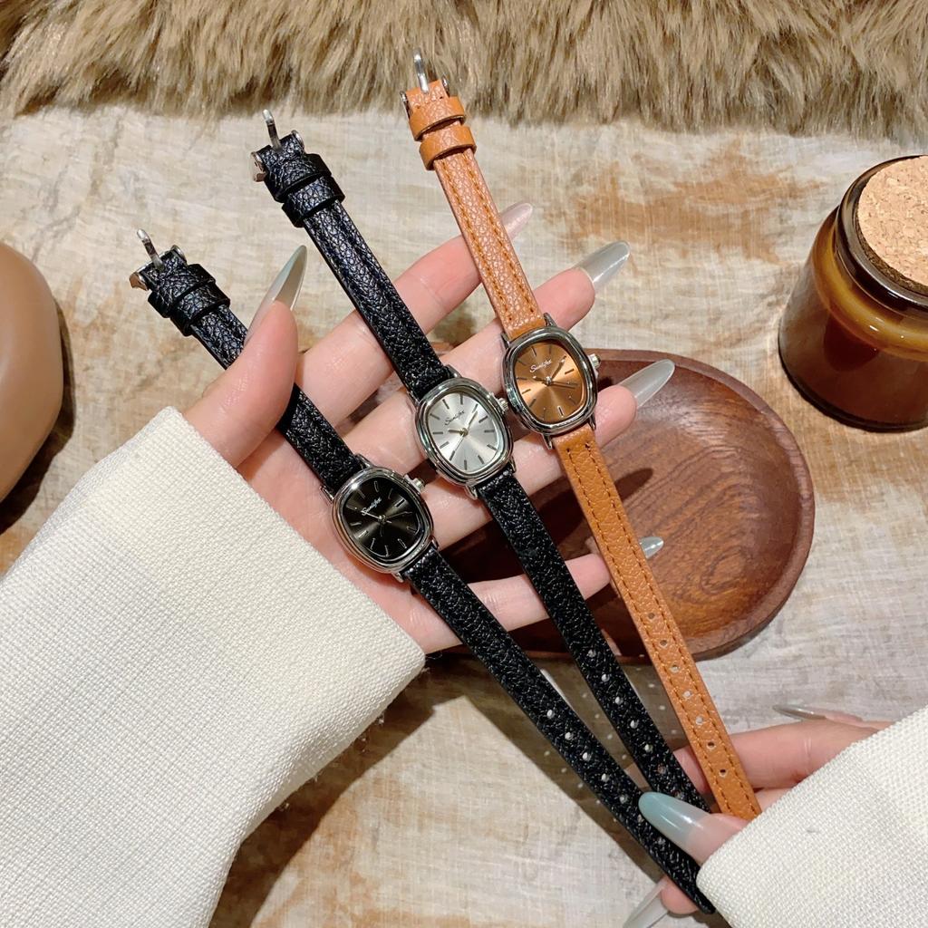 Sunlifex Simple Temperament Square Round Watch Women'S Literary Retro Mori Belt Student Workplace Quartz Watch