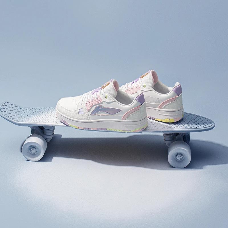 Li-Ning Cloud Anti-Kick Anti-Slip Shock Absorbing Wear-Resistant Breathable Supportive Lightweight Low-Top Skate Shoes Kids Sneakers YKCS096-66