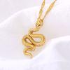 New Stainless Steel Zodiac Snake Pendant Necklace Fashion and Popular Versatile Snake Necklace Women