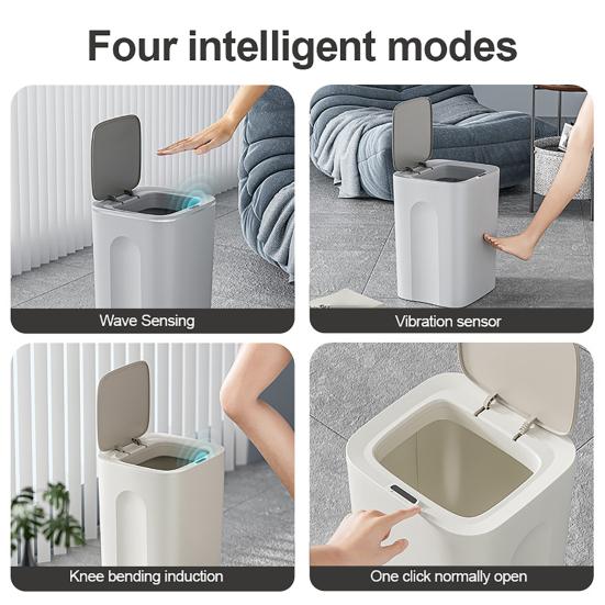 Large Capacity Garbage Bin 16L Automatic Trash Can, 12L 14L Touchless with Odor-Sealing Hygienic Hands Free Waste Lid, Motion Sensor Can for