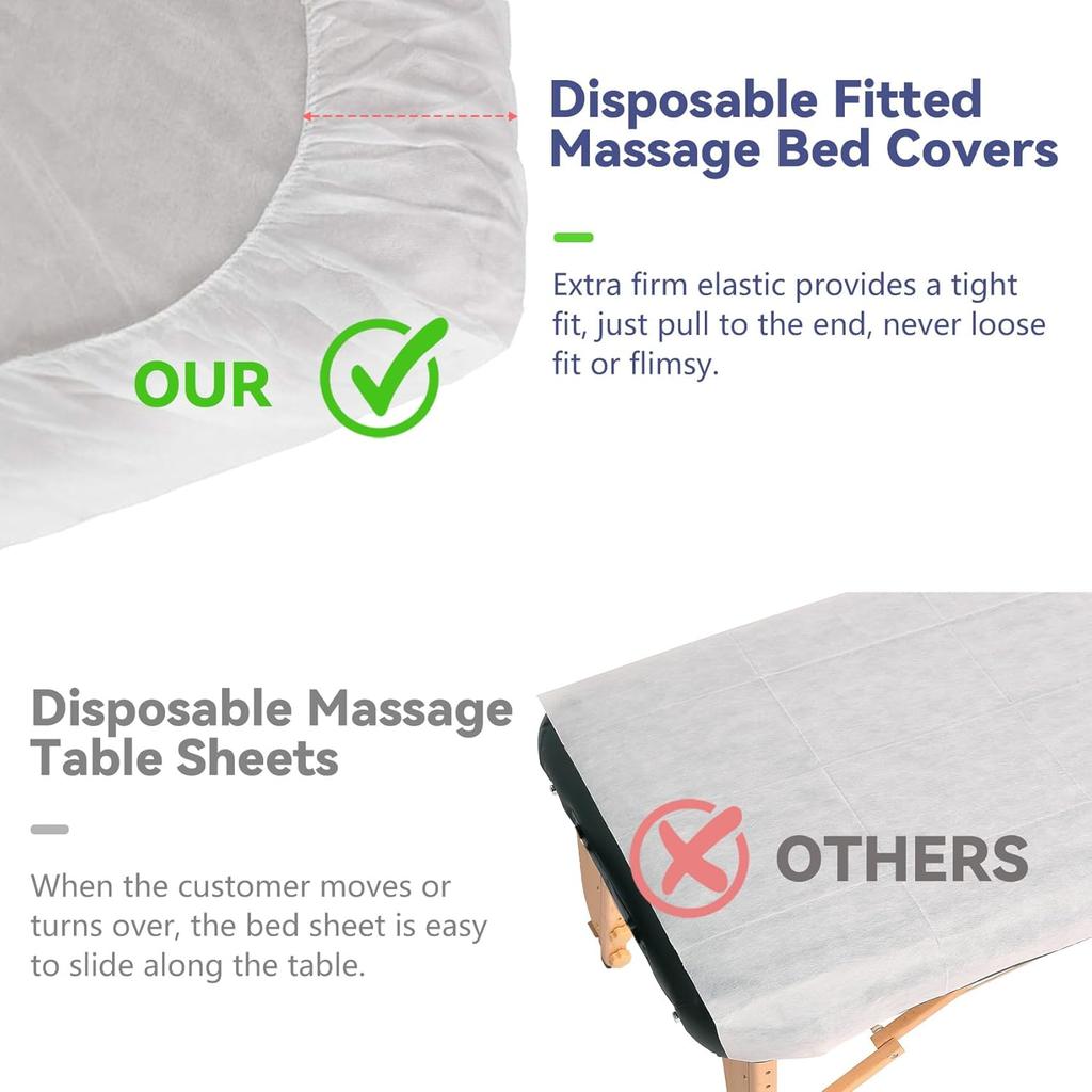 30PCS Disposable Fitted Massage Table Sheets, Heavy Duty Elastic Disposable Bed Cover, Breathable Fitted Sheets for Spa Salon
