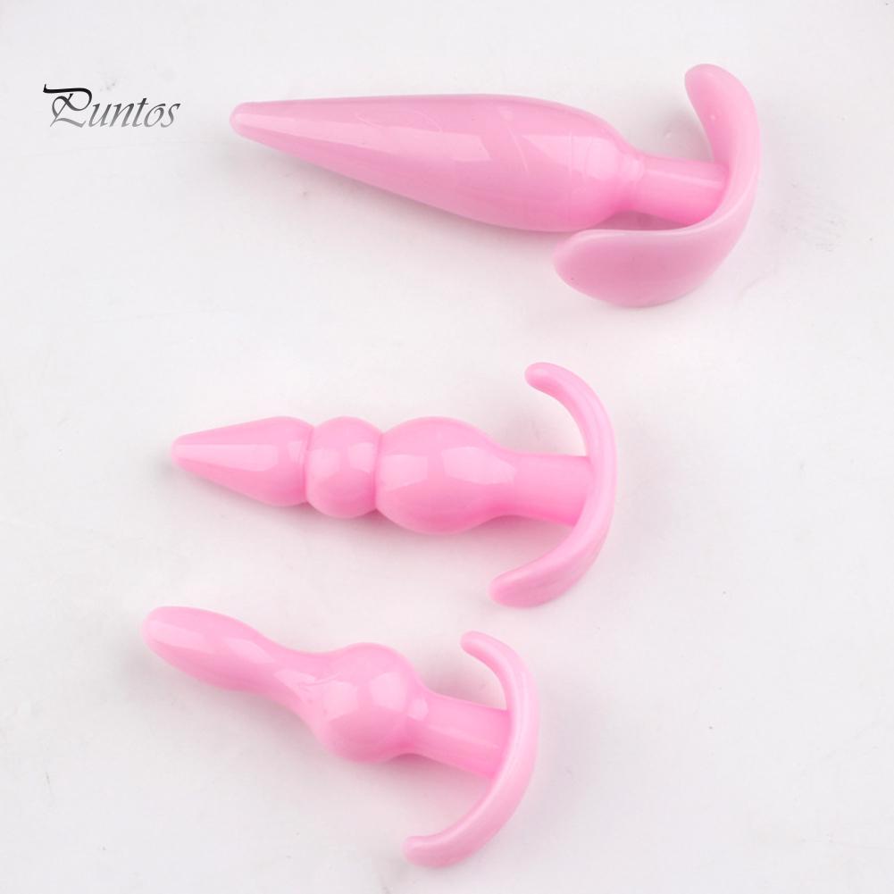 Sex Toy 4Pcs T-Bar Base Butt Anal Plug Massager Couple Flirting Masturbation