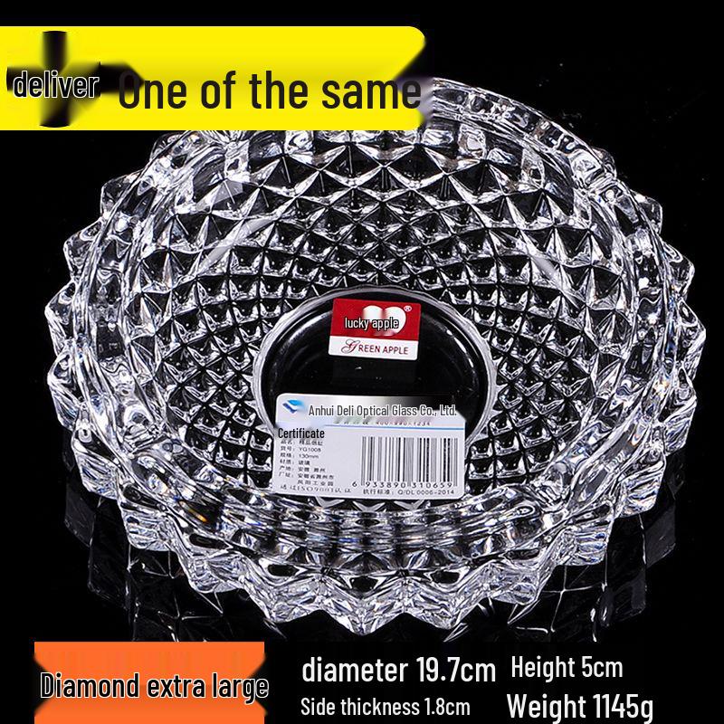 Buy One Get Two: Large Crystal Glass Ashtray for Home, Bedside, or Bar