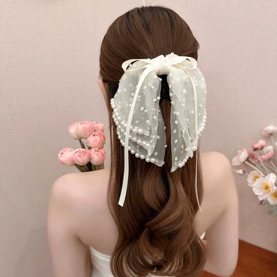 Mode Schleife Haarspange Schleife Haarspangen für Frauen Mädchen Satin Schleife Haarspangen Haarnadel Frauen Farbe Pferdeschwanz Clip Haarschmuck