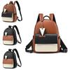 Zaino Studente Splicing Bicolore Elegante Grande Capacità Alla Moda Borsa in PU