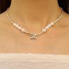 VINTAGEPINK Giselle Pearl Ribbon Silver Necklace [925 SV]