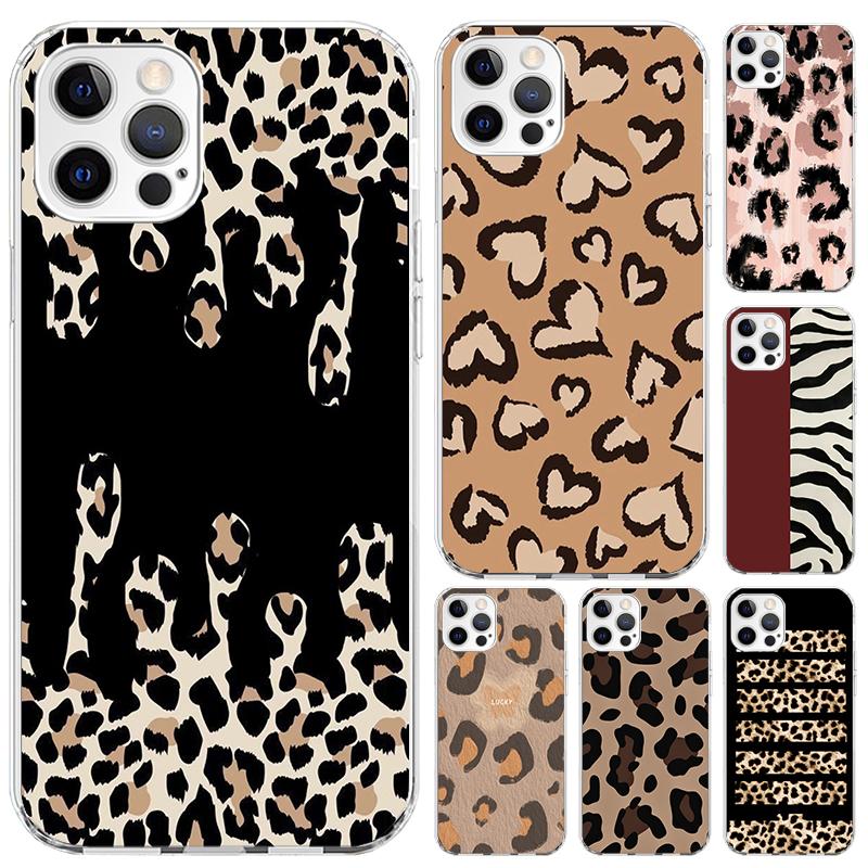 Leopard Print Phone Case for Iphone 17 Air 16 15 Plus 14 13 Mini 12 11 Pro Max 16E 7 8 SE 2020 Soft Funda Print Shell 16 15 14 1