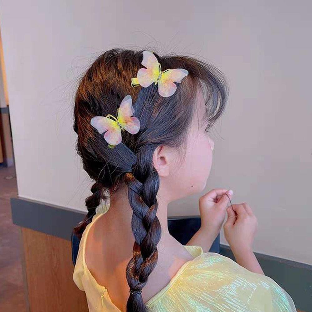 

2pcs Zinc Zinc Alloy Hair Clip Set Rhinestone Kids Barrettes Sweet Korean Style Hairpin Girls J