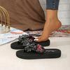 [Rhinestone Flip-Flops] Sparkling Black Rhinestone Women's Flip-Flops | Slip-On Comfort with EVA Cushioned Sole, Casual Sandals for All-Season Wear
