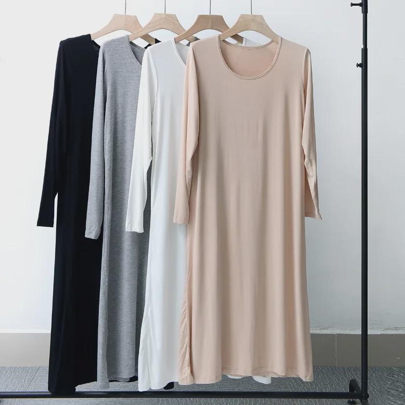 Camicia da notte da donna a maniche lunghe in modal – Ampia, sottile e perfetta per pigiami primaverili ed estivi