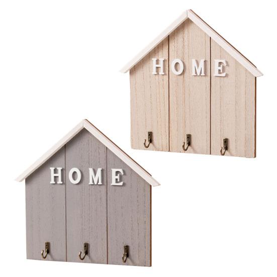 Wall Mount Key Holder Wooden House Shaped Keychain Organizer with 3 Hooks Rustic Key Rack for Entryway Bathroom Hallway Kitchen