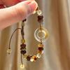 Natural Crystal Safety Buckle Beaded Bracelet For Women Adjustable Braided Rope Retro Brown Healing Stone Lucky Charm Jewelry Holiday Daily Wear Gift