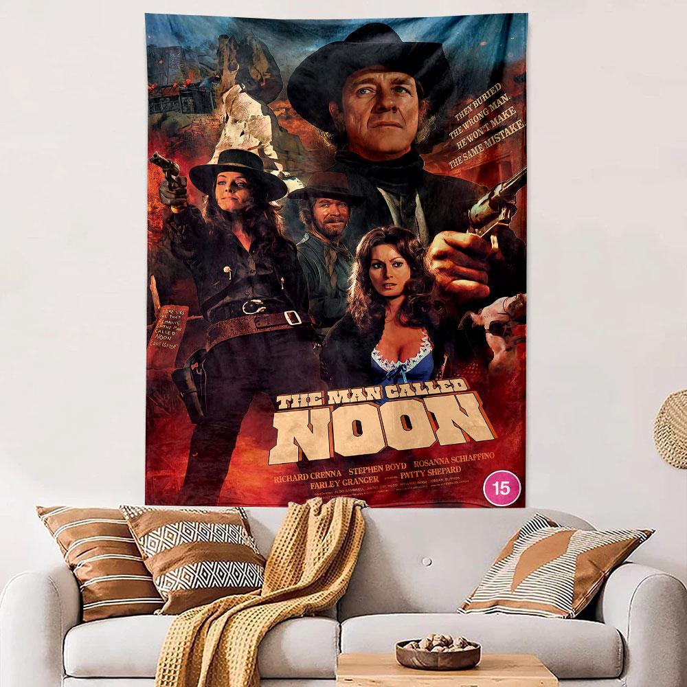 The Man Called Noon Western Movie Poster Tapestry Wall Hanging, Vintage Gunslinger Film Art, Retro Decor for Bedroom Living Room Man Cave