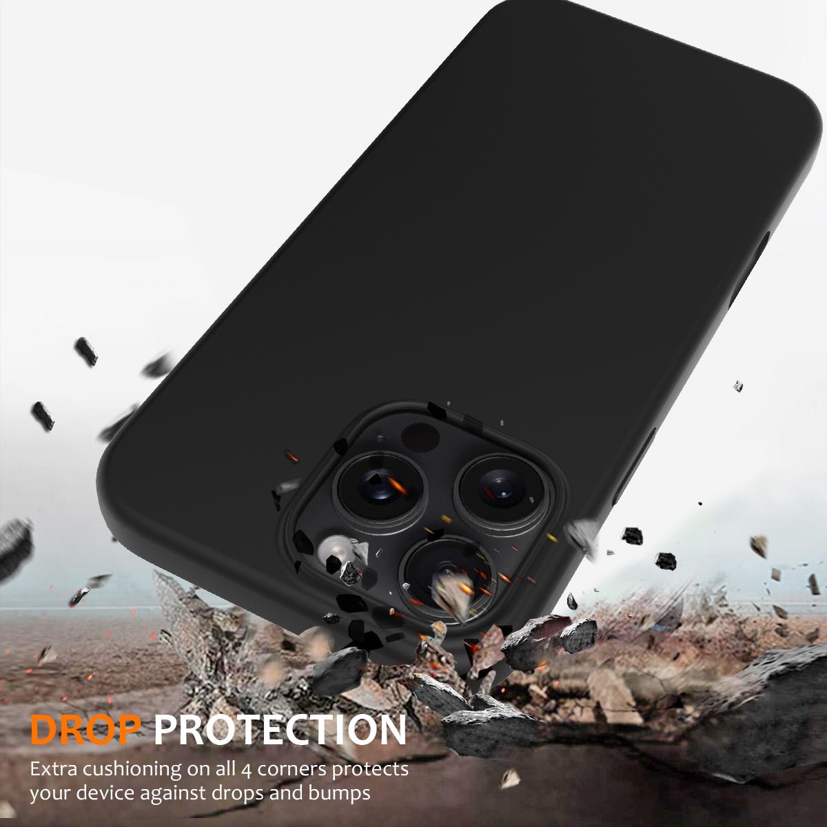 

For iPhone 16 Pro Magnetic Case Shockproof Liquid Silicone Phone Cover Dark Blue