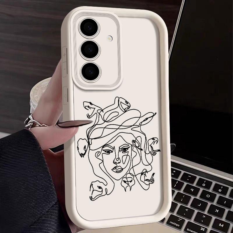 Phone Case For Samsung S26 S25 S24 S23 S21 S20 Ultra Animal Woman Girl Face Line Funda For Galaxy S25 S24 FE S26 Plus Soft Cover