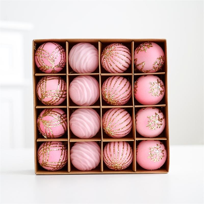 Set of 16 Baubles for Christmas Tree Handmade Decorations for Party and Home Colorful Hanging Pendants Embellishment