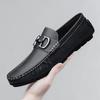 Casual Versatile Leather Shoes Men's Genuine Leather One-pedal Lazy Shoes Soft Sole Embossed Soft Surface Men's Doudou Shoes