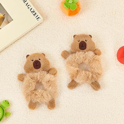 Kawaii Capybara Hair Scrunchies Cute Cartoon Animal Plush Hair Rope Ponytail Holder For Girls Lovely Hair Accessories