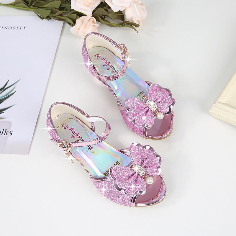 2023 Summer New Princess Crystal Girls Sandals Fish Mouth Bow Girls Sandals