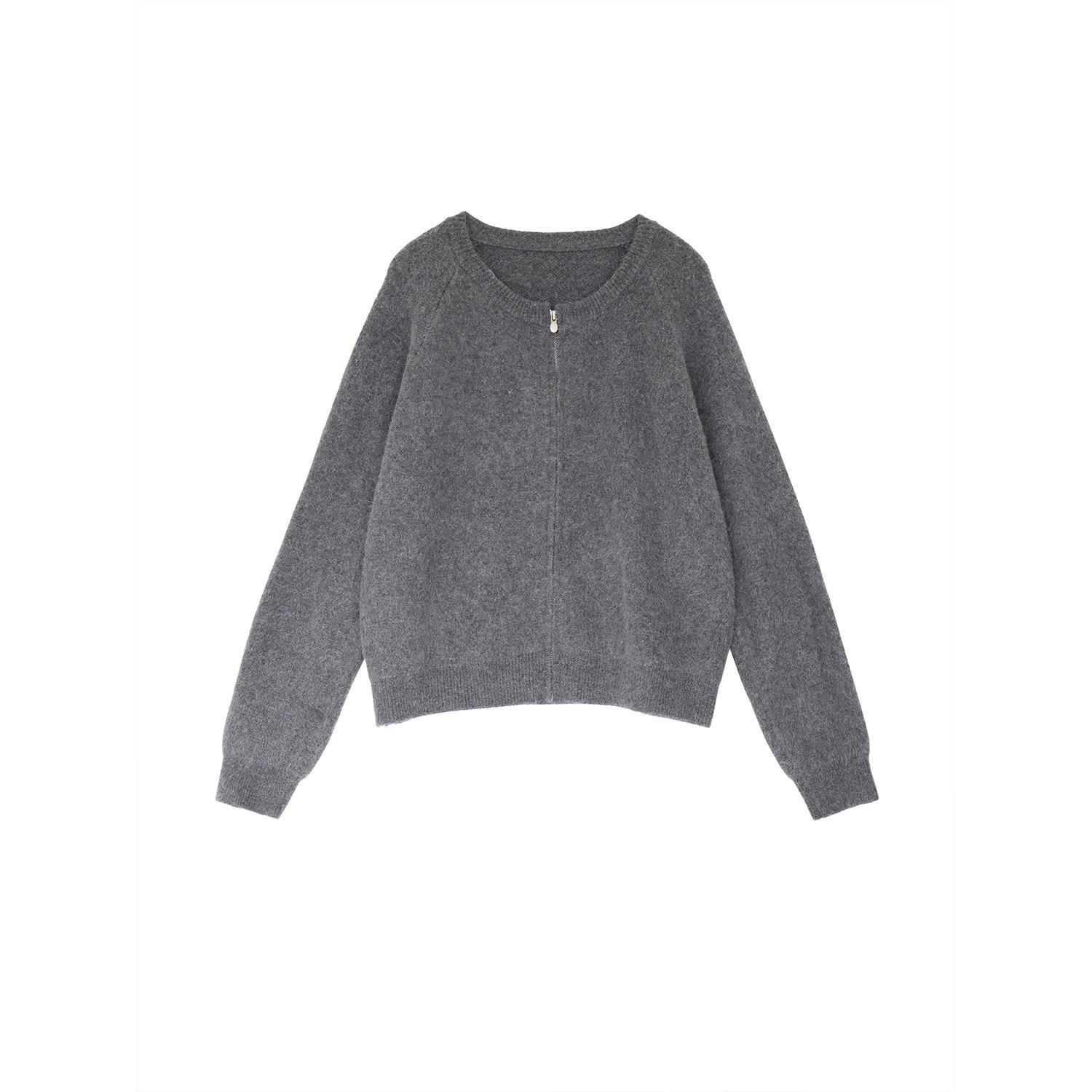 

Plus Size Women s Multi-Color Casual Zipper Cardigan Sweater - Slimming, Loose Fit, Round Neck for Autumn and Winter. XL (60-80 kg) сірий колір