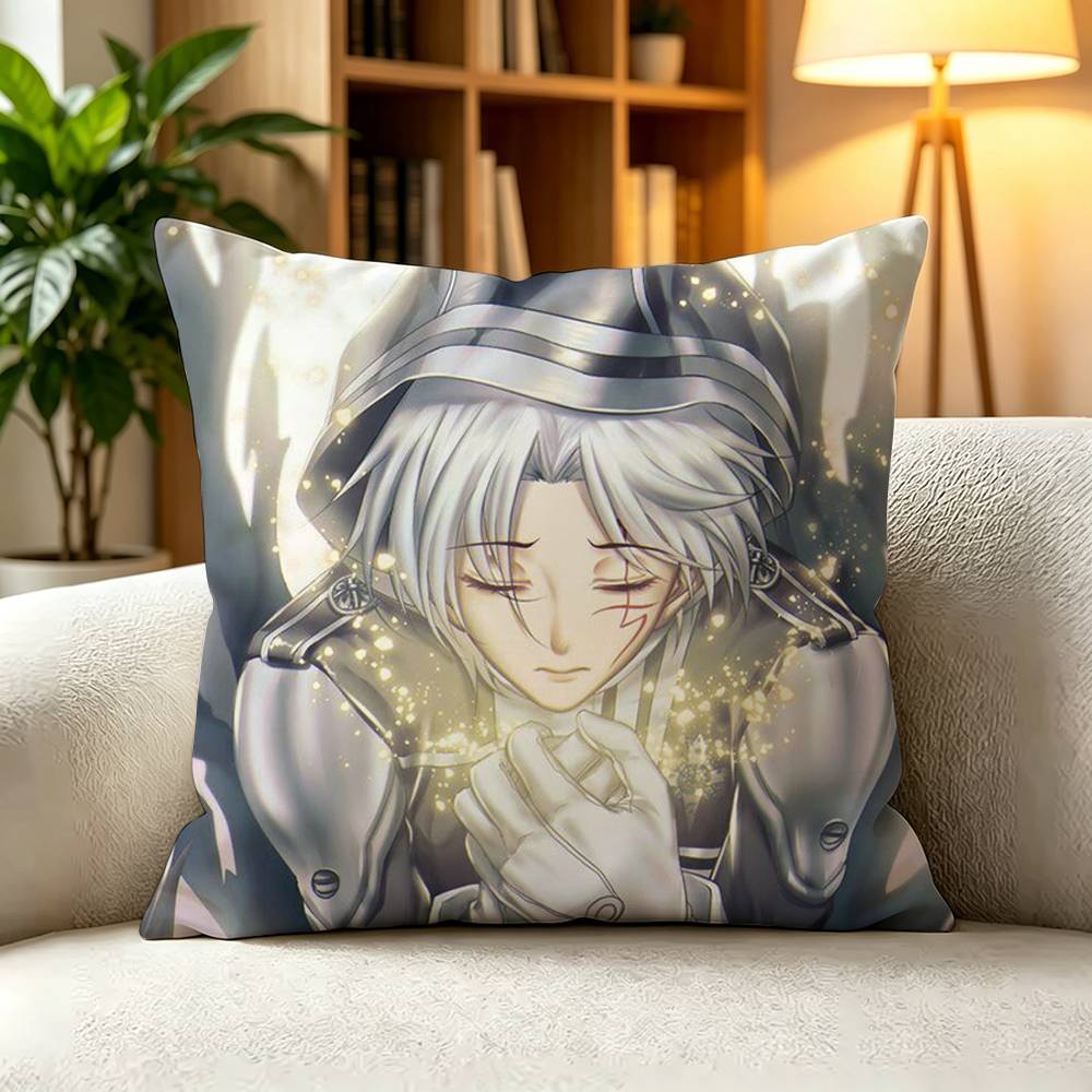 D-D.Gray-man Dark Shonen Anime  Square Double-Sided printed Pillow Case Bedroom Bedside Pillow Sofa Cushion Cover