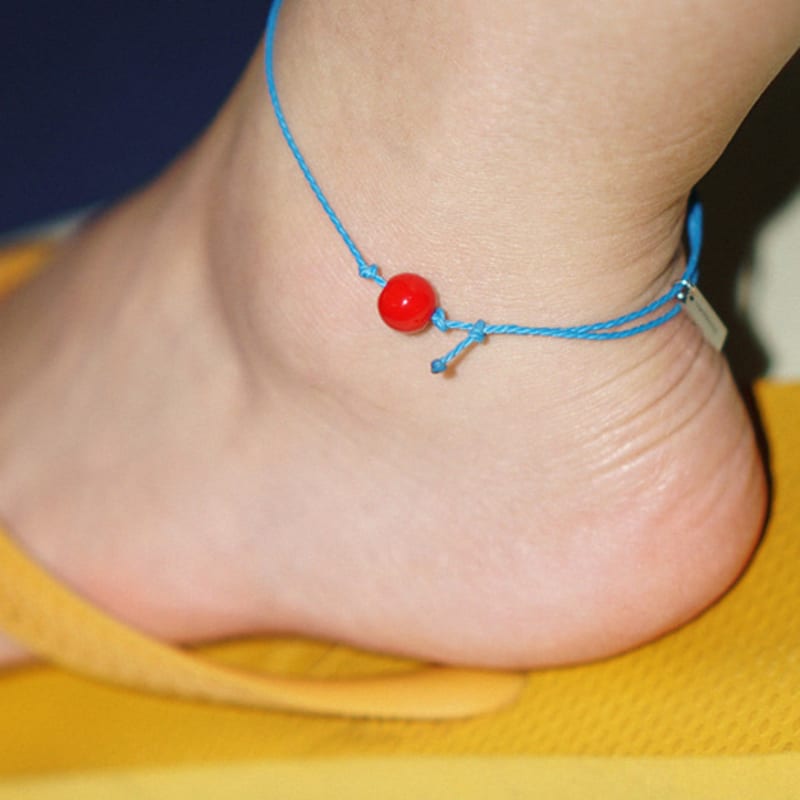 

OURPIERRE RED BALL ROPE ANKLET red