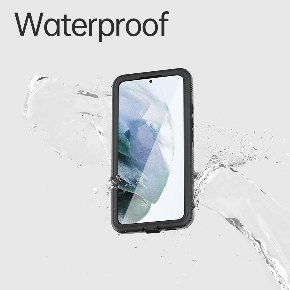 

REDPEPPER A Series for Samsung Galaxy S22+ 5G IP68 Waterproof IP6X Dustproof Hybrid Phone Case Transparent Back [Support Fingerprint Unlock] Black