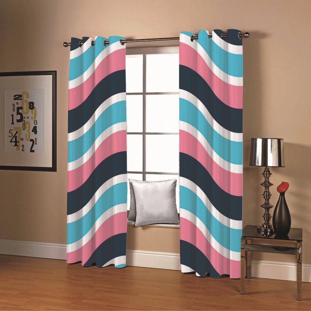 

Curtains Color Striped Bohemian Style 3D Digital Printing High Density Blackout Curtains 140*100