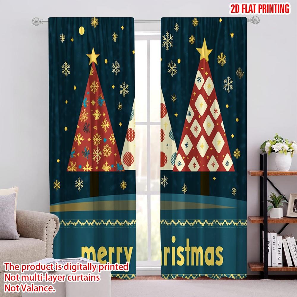 

2pcs,2D plane printing Contemporary Curtains Christmas Trees Snowflakes Festive_a (3) 100% Polyester (without rod) Versatile All 52.50 × 116.00 cm 2 pcs