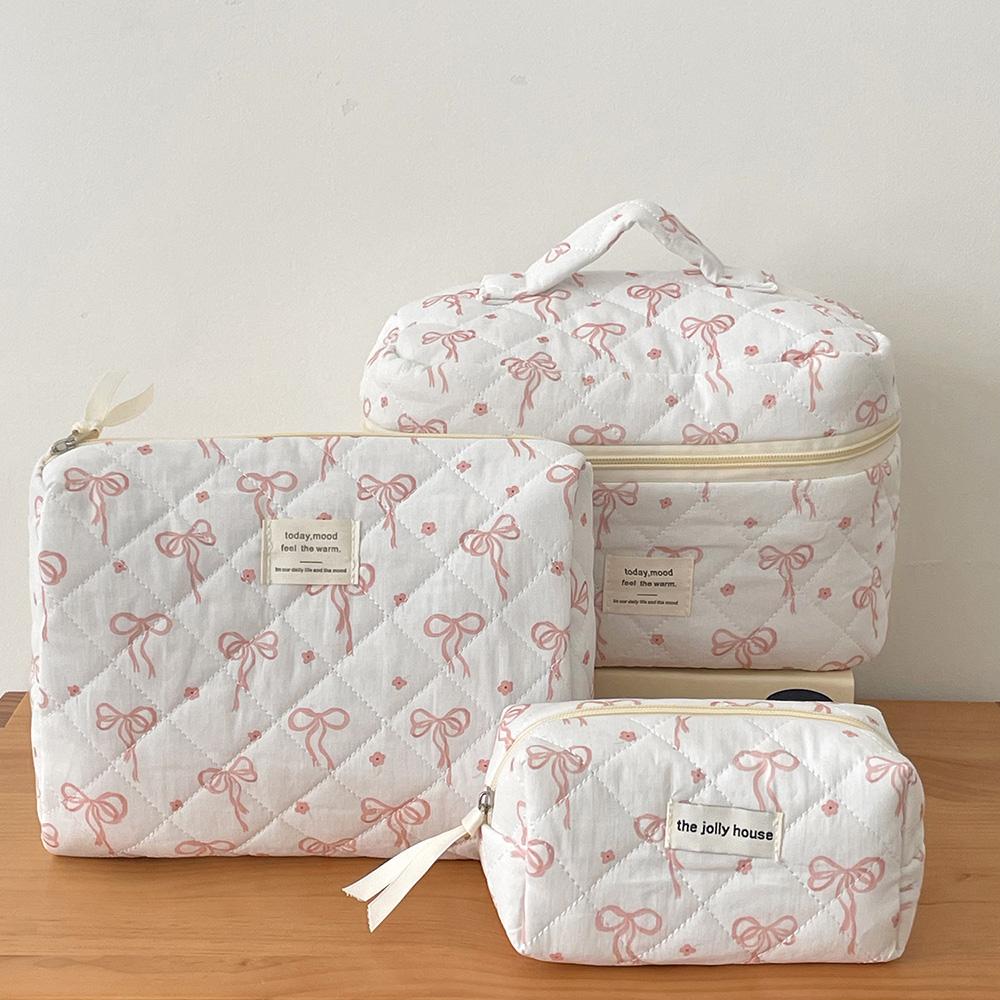 2025 3 Bags Sets Women Makeup Bag Large Capacity Cosmetic Toiletry Makeup Pouches Handbag Make Up Square Zipper Quilting Bag