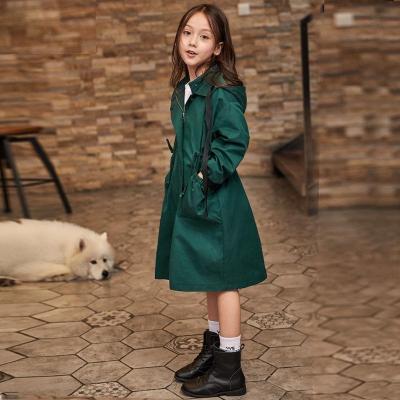 Teenage Girls Trench Coat Add Cotton Hooded Fashion Winter Outdoors Double Breasted Long Windbreaker Thick Coat Outerwear Jacket