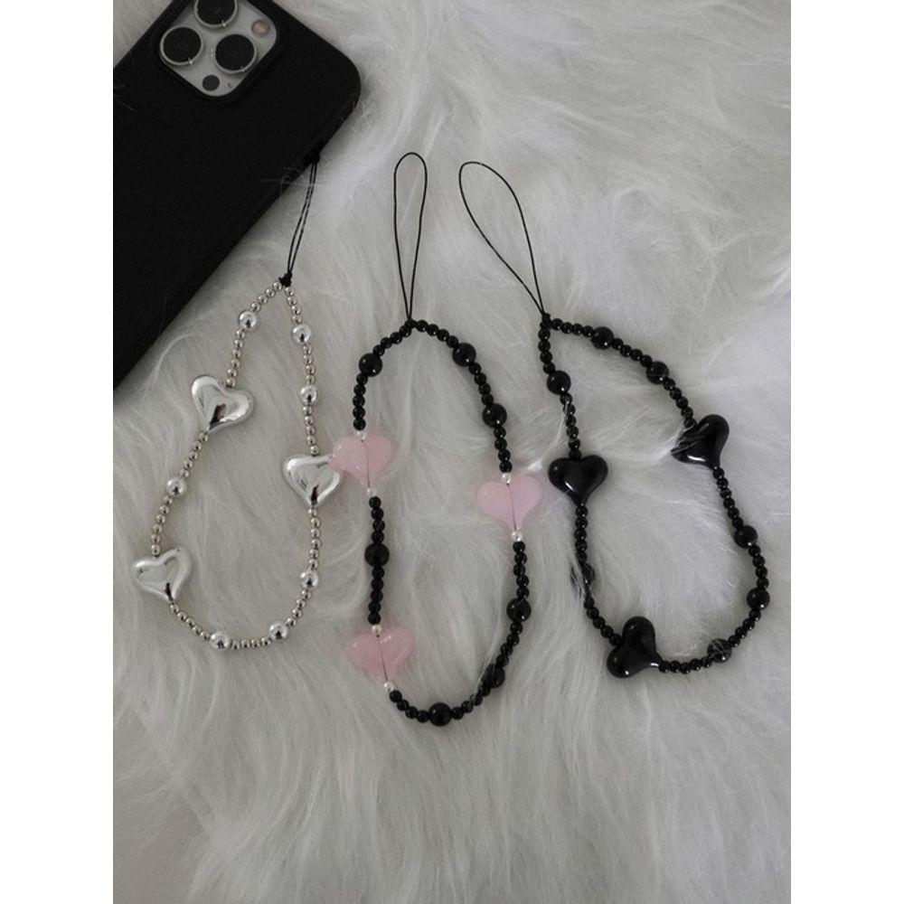 

around ann Heart strap keyring black