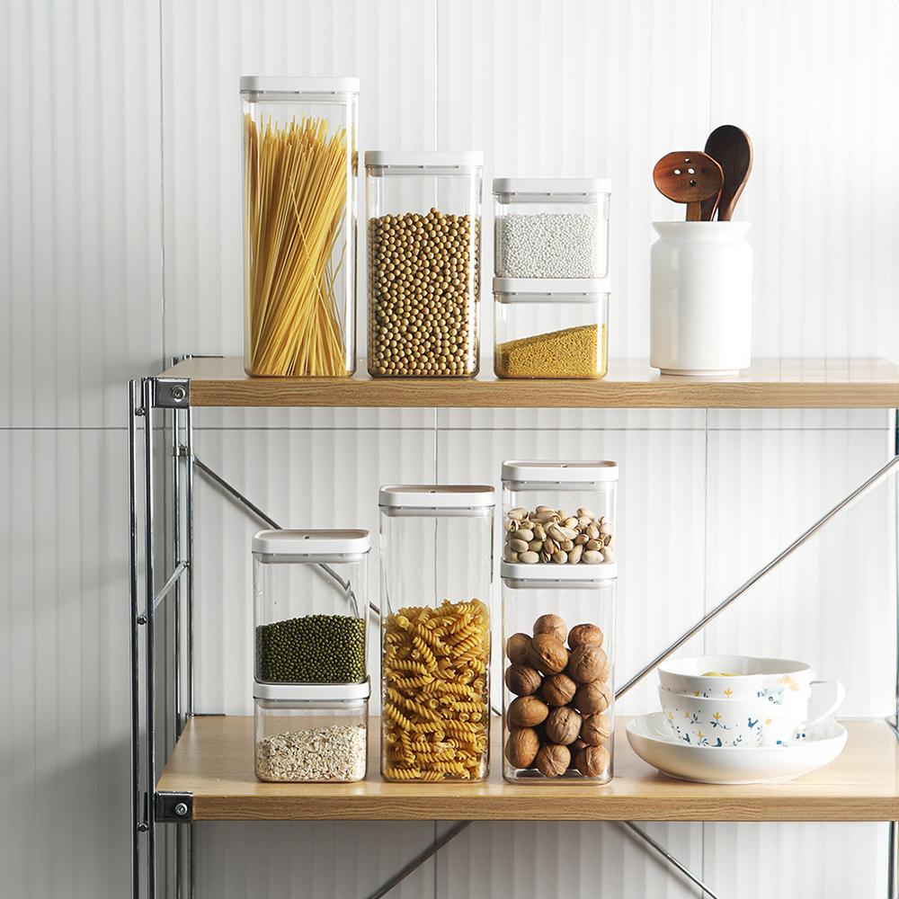 Clear Plastic Storage Jar with Airtight Seal for Kitchen Snacks Cereals Beans