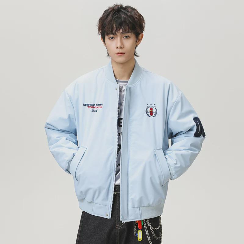 Warrior/Back Pull Embroidered Baseball Collar Cotton Jacket